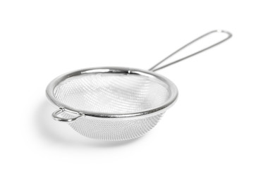 Tea strainer (small sieve) with handle. Isolated with clipping path.