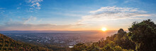 Panorama View Of Chiang Mai City Skyline In The Morning. Northern Province Of Thailand.