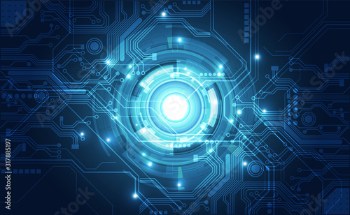 Cuadros en Lienzo Vector Abstract futuristic circuit board global system, Illustration high digita
