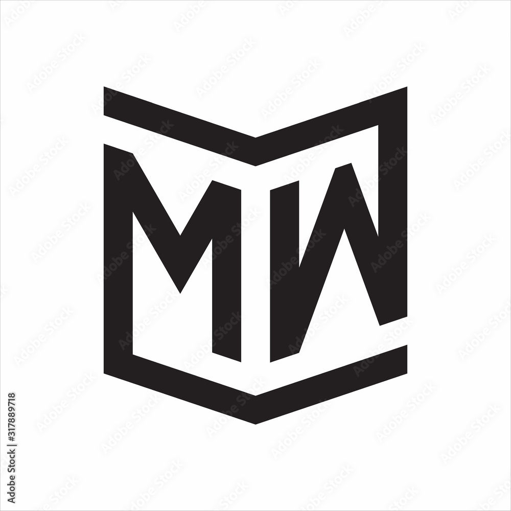 MW Logo Emblem Monogram With Shield Style Design Template Isolated On ...