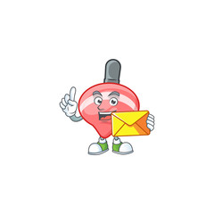 Wall Mural - Cheerfully chinese red tops toy mascot design with envelope