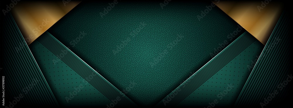 abstract luxury dark green overlap layer with golden line Stock Vector ...