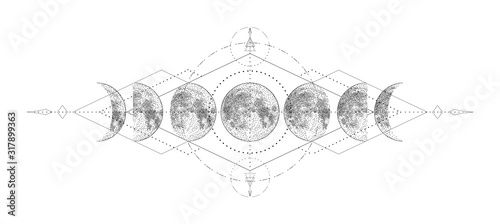 Fotografía Magic moon with sacred geometry tattoo design