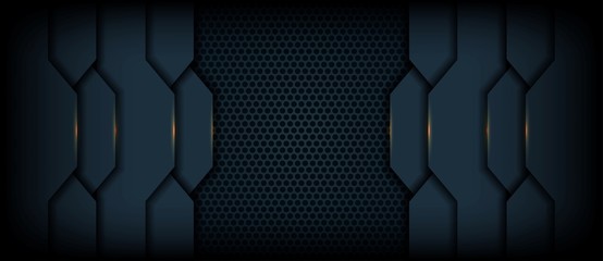 Poster - dark abstract background with overlap layers texture