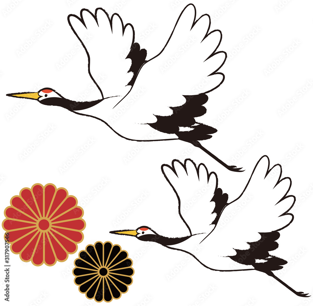 鶴 背景素材 ベクター イラスト Stock Vector | Adobe Stock