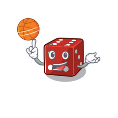 Poster - A mascot picture of dice cartoon character playing basketball