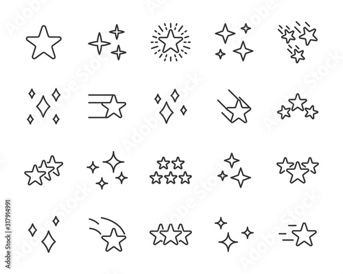 Cuadros en Lienzo set of star line icons, award, review, rank, mark