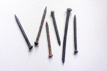 Antique rusted handmade nails