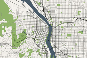 Wall Mural - map of the city of Portland, Oregon, USA