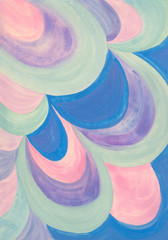 Watercolor abstract background with pink abstract shapes, geometric ornament in blue and mint colors will suit your design