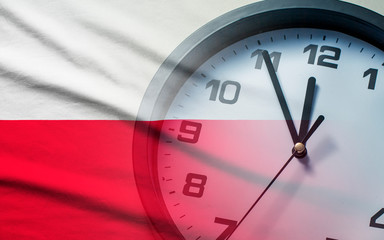 Wall Mural - composite image of the poland flag and clock