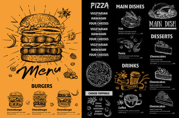 Canvas Print - Menu cafe. Restaurant menu design. Vector food flyer.