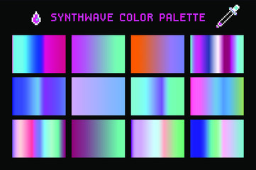 Poster - Synthwave color palette, set of duotone and holographic swatches for trendy coloring.