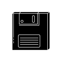 Sticker - silhouette of floppy of nineties retro style