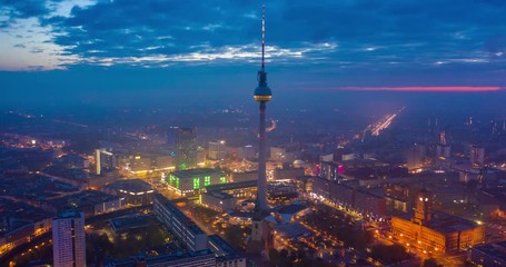 Wall Mural - Berlin skyline hyperlapse in the night. Germany.	