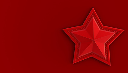 Poster - 3D rendering of a star isolated on a red background.