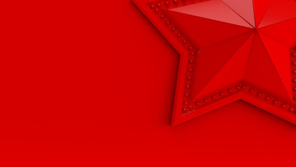 Poster - 3D rendering of a star isolated on a red background.