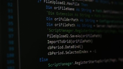Web, application and software developement. Programming code on a monitor.