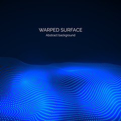 Wall Mural - Technology futuristic landscape. Abstract digital wave of particles. Surface of digital wave. Data flow. Vector