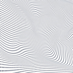 Poster - abstract wave of particles. surface of wave dots. vector background