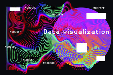Aufkleber - Abstract background with generative art elements. Futuristic and glitched shapes in cyberpunk style, Data visualization concept.