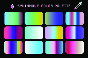 Poster - Synthwave color palette, set of duotone and holographic swatches for trendy coloring.