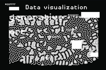 Aufkleber - Abstract black and white background with generative art elements.  Futuristic and glitched shapes in cyberpunk style.