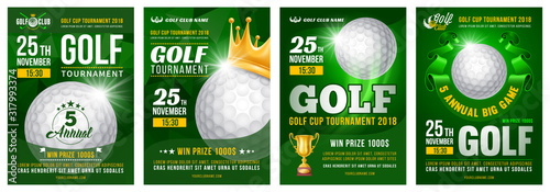 Cuadros en Lienzo Set of golf posters with golf ball