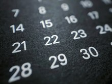 Random White Numbers On Black Background. Calendar, Week, Time, Numbers, Business, Money 