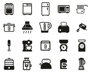 Wall Mural - Kitchen Appliances Icons Black & White Set Big