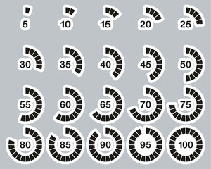 Poster - Loading Or Percentage Icons Black & White Sticker Set 03 Big