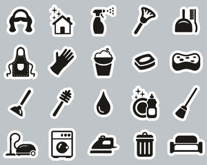 Sticker - Maid Or Housekeeper Icons Black & White Sticker Set Big