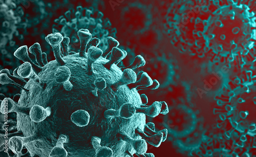 Fotomural Coronavirus 2019-nCov novel coronavirus concept resposible for asian flu outbreak and coronaviruses influenza as dangerous flu strain cases as a pandemic