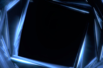 Poster - futuristic neon blue glowing frame element. abstract sci fi background.