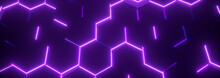 Hexagon Purple Pattern. Abstract Futuristic Background.