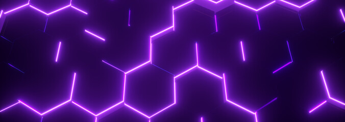 Hexagon purple pattern. Abstract futuristic background.