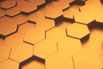 Poster - hexagon gold pattern. abstract futuristic background.
