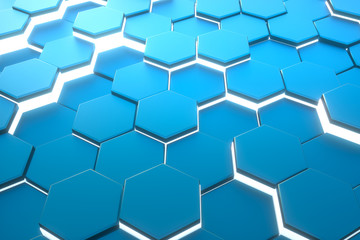 Poster - hexagon blue pattern. abstract futuristic background.