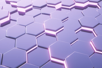 Poster - hexagon violet pattern. abstract futuristic background.