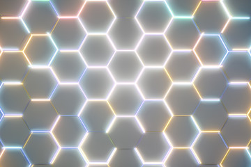 Poster - hexagon white pattern. abstract futuristic background.