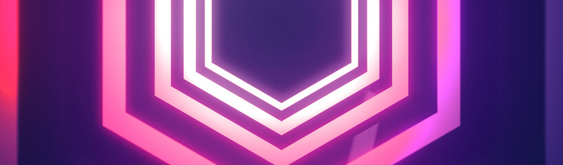 Poster - futuristic violet and blue neon glowing element. abstract sci fi background.
