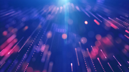 Fototapete - Flow of digital information. Global connection concept. Technology futuristic background. Big data visualization.