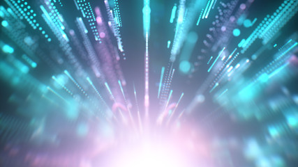 Poster - Abstract futuristic background. Glowing neon lines