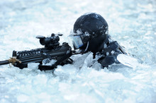 South Korean Army Special Forces Infiltration Training Through The Frozen Rivers In Winter