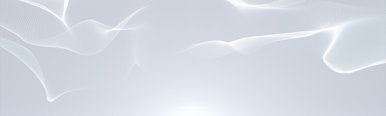 Poster - bright wavy background. glowing dots and lines. neon light. wave element for design. smooth particle