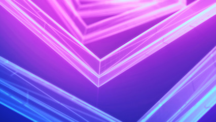 Fototapete - Futuristic violet and blue neon glowing element. Abstract sci fi background.