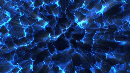 Fototapete - Bright wavy background. Glowing dots and lines. Neon light. Wave element for design. Smooth particle waves. Dynamic techno wallpaper. Blue color