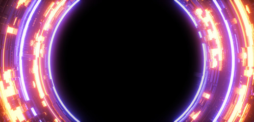 Poster - futuristic multicolored glowing neon element. sci fi abstract background