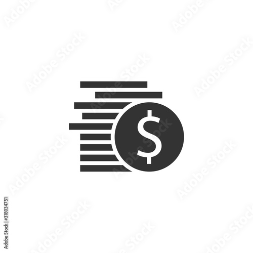 Fotomural Coins stack icon in flat style