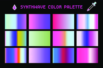 Poster - Synthwave color palette, set of duotone and holographic swatches for trendy coloring.